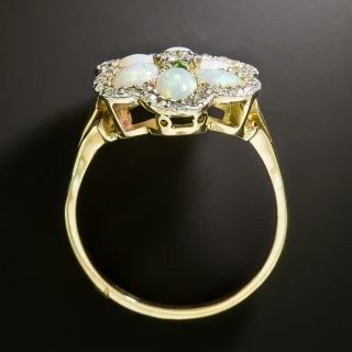 English Edwardian Opal and Diamond Flower Ring