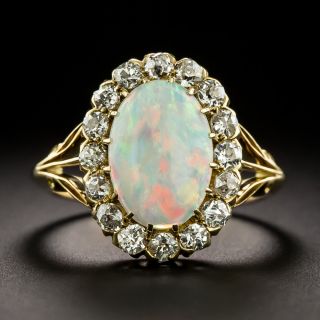 English Edwardian Opal and Diamond Halo Ring, Circa 1904 - 2