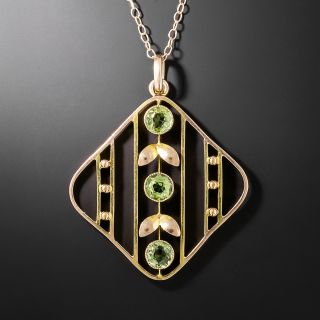 English Edwardian Peridot Seed Pearl Pendant - 2