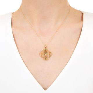 English Edwardian Peridot Seed Pearl Pendant