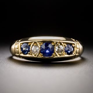 English Edwardian Sapphire and Diamond Five-Stone Band, Circa 1902 - 3