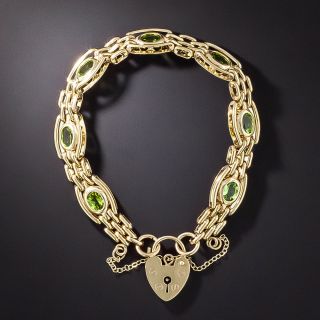 English Estate Peridot Gate Bracelet - 1