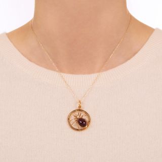 English Garnet and Pearl Spider Pendant, Circa 1921