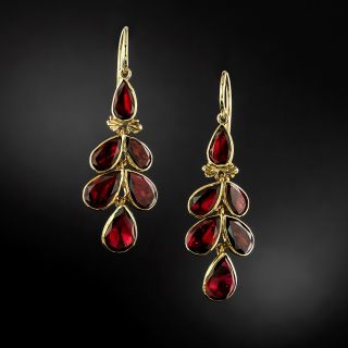 English Georgian Garnet Dangle Cluster Earrings, England - 2