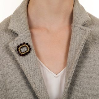 English Georgian Garnet Locket Brooch