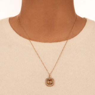 English Georgian Topaz and Natural Pearl Pendant