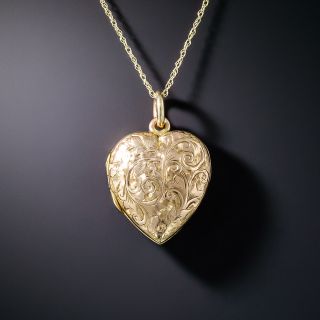 English Heart-Shaped Engraved Locket, c.1906 - 2
