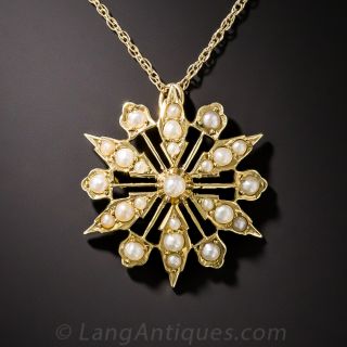 English Late-Victorian Pearl Pendant Necklace