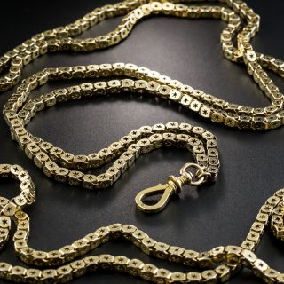English Long Victorian 9K Star-Cut Box Chain - 1