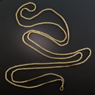 English Long Victorian 9K Star-Cut Box Chain
