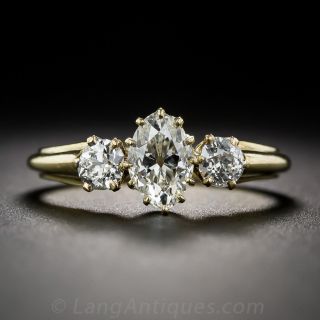 English Marquise Diamond Three-Stone Engagement Ring
