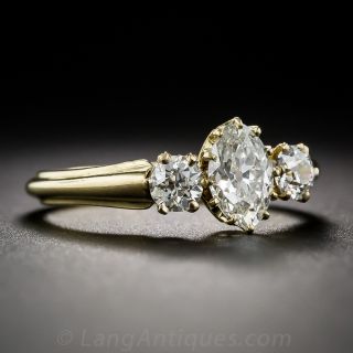 English Marquise Diamond Three-Stone Engagement Ring