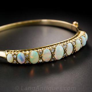 English Opal and Diamond Bangle Bracelet