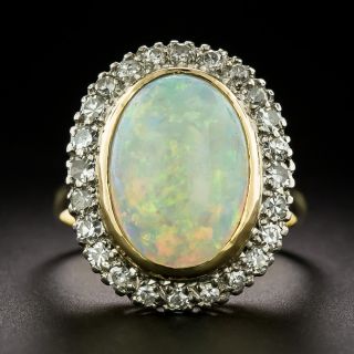 English Opal and Diamond Halo Ring - 3
