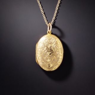 English Oval Engraved Locket, c. 1918 - 1