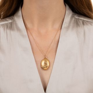 English Oval Engraved Locket, c. 1918