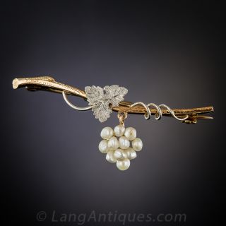 English Platinum and 15K Yellow Gold Grape Cluster Brooch