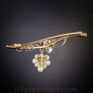 English Platinum and 15K Yellow Gold Grape Cluster Brooch