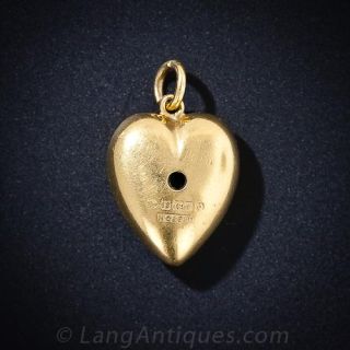 English Puffed Diamond Heart Pendant