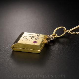 English Ruby and Diamond 15ct Vintage Locket