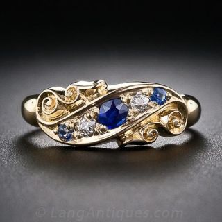 English Sapphire and Diamond Ring