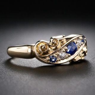 English Sapphire and Diamond Ring