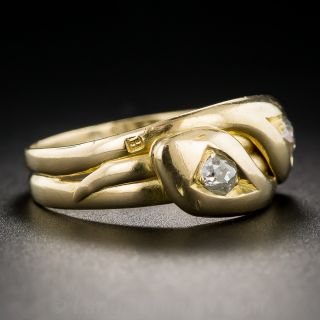 English Twin Snake Diamond Ring - Unisex Size 8 1/2