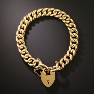 English Victorian 15K Heart Padlock Bracelet - 2