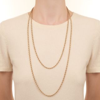 English Victorian 15K Triple Twist Cable Chain, 60 Inches