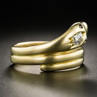 English Victorian 18K Diamond Snake Ring