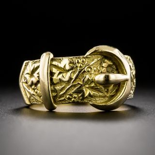 English Victorian 18K Engraved Buckle Band Ring, Circa 1913 - 2