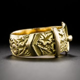 English Victorian 18K Engraved Buckle Band Ring, Circa 1913