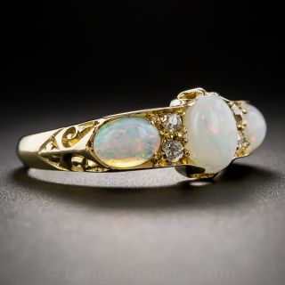 English Victorian 18k Opal and Diamond Ring