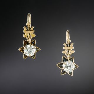 English Victorian .76 Carat Diamond Dangle Earrings - 2