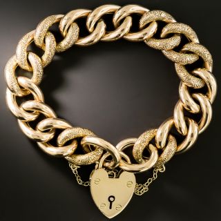 English Victorian 9K Gold Gate Bracelet - 2