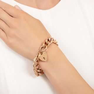 English Victorian 9K Gold Gate Bracelet