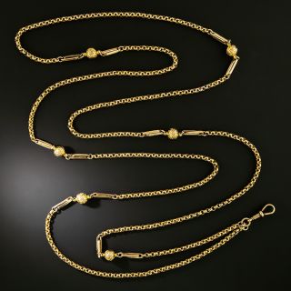 English Victorian 9K Guard Chain, 55 Inch - 2