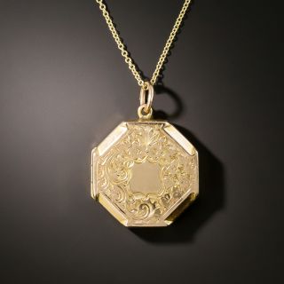 English Victorian 9K Octagonal Locket  - 3