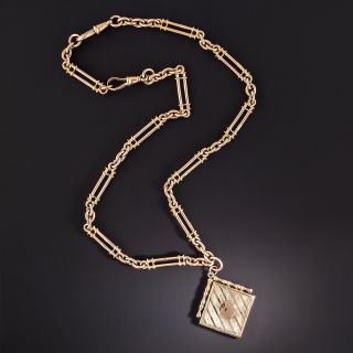 English Victorian Albert Chain Locket Necklace   - 1