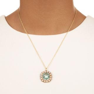 Victorian Aquamarine and Natural Pearl Pendant/Brooch