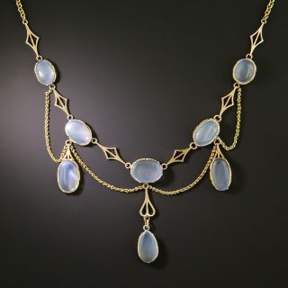 English Victorian/Arts & Crafts Moonstone Swag Necklace - 2
