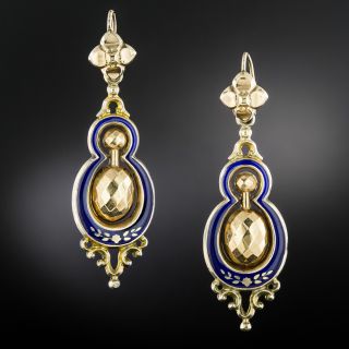 Victorian Blue Enamel Dangle Earrings - 2