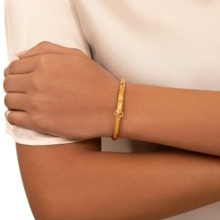 English Victorian Buckle Bangle Bracelet, Circa 1891