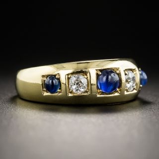 English Victorian Cabochon Sapphire and Diamond Ring