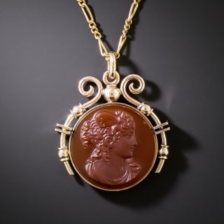 English Victorian Carnelian Cameo Pendant - 2