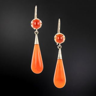 English Victorian Carnelian Dangle Earrings - 2