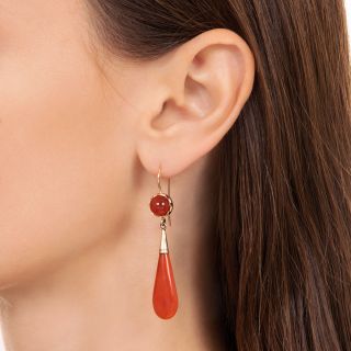 English Victorian Carnelian Dangle Earrings