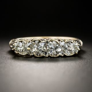 English Victorian Carved Five-Stone Diamond Ring - 1