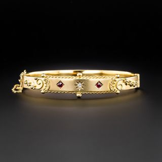 English Victorian Diamond and Garnet* Bracelet - 2