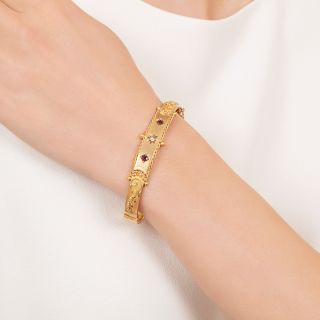 English Victorian Diamond and Garnet* Bracelet